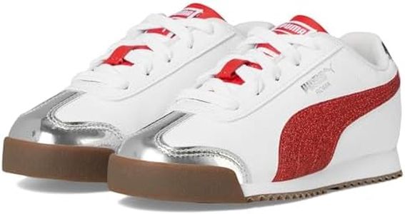 PUMA Roma Sneaker, White-for All Time Red Silver, 12.5 US Unisex Little Kid