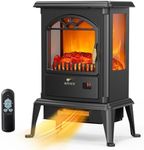 ROVSUN 1500W Electric Fireplace Stove, 22.4" H Freestanding Heater with Remote, Timer, Realistic Flame Effect, Adjustable Temperature, Overheat & Tip-Over Protections for Bedroom Living Room, ETL