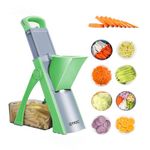 QYKIC Upgrade Safe Mandoline Slicer for Kitchen, Chopper Vegetable Cutter, Potato Slicer Thickness Adjuster, French Fry Cutter, Veggie Dicer Faster Kitchen Mandolin for Meal Prep Green