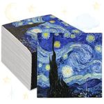 AnyDesign 80Pcs Starry Sky Paper Napkins Abstract Art Disposable Luncheon Napkin Blue Black Starry Night Dessert Dinner Hand Napkin for Wedding Birthday Party Supplies