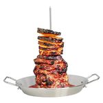 Brazilian Vertical Spit Stand, Vertical Skewer for Grill, Stainless Steel Vertical Skewer with 3 Removable Spikes, Vertical Spit Stand for Home Made Shawarma, Brazilian Churrasco(Stainless steel)