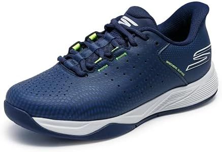 Skechers Men's Viper Court Reload Hands Free Slip-Ins Sneaker, Navy/Yellow, 13