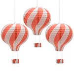 CEEYSEE 3PCS Hanging Hot Air Balloon Paper Lanterns 30cm Rainbow Ballons Paper Lanterns Party Decoration Hanging Paper Lantern for Birthday Wedding Christmas Decor (Red/RQHOS)