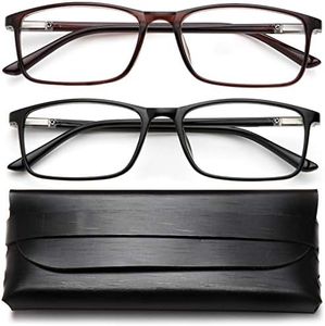 Blue Light Blocking Reading Glasses - 2 Pack Computer Readers 3.0X for Women Men Eyeglasses with Spring Hinge,Reduce Eyestrain,Lightweight Rectangle Frame