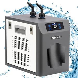 [New Upgrade] Poafamx Aquarium Chiller, 42gal 1/10 HP Water Chiller for Fish Tank Quiet Refrigeration Compressor Aquarium Cooler with Touch Screen Temperature Control for Axolotl Hydroponics Coral
