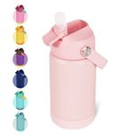 Kerilyn 12oz Kids Insulated Water Bottle, Leak-Proof Toddler Cup with Straws Lids, Kids Water Bottles for School Boys Girls, Stainless Steel Vacuum Insulated Bottle for Kids, BPA Free, Pink