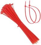 EKIND 100pcs 8-Inch Cable Ties, Durable & Easy-to-Use Nylon Zip Ties, 18lb Tensile Strength, Suitable for Indoor & Outdoor Use in a Variety of Environments, Electronics Cord (Red)