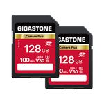 Gigastone 128GB 2-Pack SD Card, Camera Plus, V30 SDXC Memory Card High Speed UHD Video Compatible with Canon Nikon Sony Pentax Kodak Olympus Panasonic Digital Camera, with 2 Mini Cases