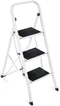 Best Choice Products 3 Step Ladder Folding Sturdy Lightweight Portable Step Stool for Kitchen, Bedroom, Home w/Non-Slip Rubber Feet, Padded Platforms Pads, 330lb Capacity - White