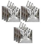 Kuber Industries Reusable Large Size Grocery Bag Shopping Bag with Handle, Non-woven Gift Bag Goodies Bag Silver Tote Bag-Pack of 9 (Silver),HS_36_KUBMART018913