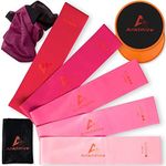 ANKHTIVE Wide Resistance Booty Bands Set of 5, 100% Natural Latex, 70mm Wide, Bundle with Gliding Discs Exercise Sliders, Cooling Towel & Carrying Bag. Starter Kit for Home and Gym Workout