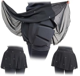 Skating Spirit Padded Skating Shorts Protective Crash Pants Built-in Mash Skirt Covering Tailbone Hip Butt Pad (L) Black