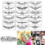 ELANE 19 Sheets Temporary Tattoo Stickers Body Art Makeup Fake Tattoo Waterproof Removable Body Sticker,Hand Neck Wrist Art Fashion (19PCS-black)