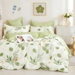 Floral Botanical Quilt Cover Set Soft Microfiber Cover Bedding with Zipper Closure & Corner Ties Suitable for Women & Men's Bedroom (King, 2108)