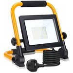 LED Work Light, Aigostar Job Site Light 30W 2800LM, Folding Floodlight with 5.9ft Cord Plug, 6500K Cool White Flood Lights Outdoor, IP65 Waterproof Job Lamp, Portable Work Light for Workshop, Garage