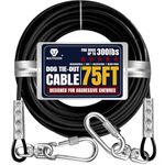 75Ft Dog Tie Out Cable, Dog Leads for Small to Large Pets Up to 300 Pounds, 5mm Heavy Duty 1000lbs Break Strength Galvanized Braided Steel Pet Outdoor Leash Cable
