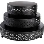 Hedume Set of 3 Black Cake Stand, Round Metal Cake Stands, Dessert Display Cupcake Stands, Wedding Brithday Party Celebration Dessert Display Plates-Black