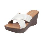 Mochi Women White Wedge Heel Slip-on UK/8 EU/41 (34-123)