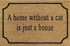 Natural Coir 60cm x 40cm heavy duty doormats with rubber base with funny message (home without a cat)