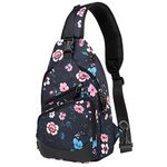 VASCHY Sling Bag,Rucksack Bag for Women Anti-theft Chest Bag Lightweight Water Resistant Crossbody Backpack for Hiking, Sport, Travel(Blue Flowers)