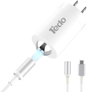 Magnetic for iPhone Charger, 1°edo GaN 65W Fast USB C Charger Block, PD 3.0 QC 4.0 Foldable Magnetic Fast Charger with 6FT Cable for iPhone 17/16 and More Series, Samsung Galaxy, iPad erc (White)