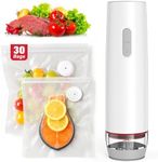 BoxLegend Handheld Vacuum Sealer with 30 Reusable Vacuum Bags, Compact Food Sealer for Sous Vide, Freezer Storage & Freshness