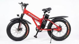 Nexzu Stormboy 20x4” Electric Fat Bike for Kids and Adults | 250W Rust & Waterproof Powertrain | Patented 36V 13Ah Swappable Battery | Headlight & Horn | Pedal Assist + Throttle Mode- Red