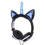 Olyre Unicorn Kids Headphones for Girls Boys with LED Light, Safe Volume Limited Stereo Cat Ear Children Wired Headphones Foldable with Adjustable Headband and 3.5mm Audio Cable for School Home Travel