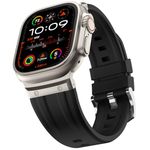 Tasikar Sport Band Compatible with Apple Watch Ultra Band 49mm 46mm 45mm 44mm 42mm, Men Stainless Steel Metal Silicone Replacement Strap for iWatch Ultra 2 Ultra Series 10 9 8 7 6 5 4 3 2 1 SE, Black