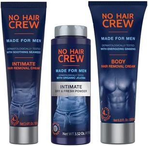 No Hair Crew | The Mega Bundle | Intimate and Body Hair Removal Creams with Intimate Dry & Fresh Powder | Made for Men