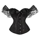 Womens vintage Bustier top Sexy Lace-up Crop top Slim Fishbone Bandage Bustier Corset Top (Black, X-Large)