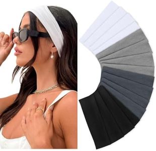 Huachi Headbands for Women Non Slip 16 Pack Elastic Sports Hair Bands for Women, Soft Cotton Cloth Headband for Workout Yoga Fashion Hair Accessories, Black White Gray Trendy Head Bands