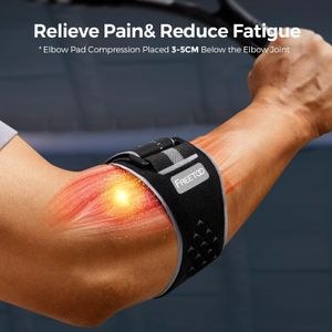FREETOO Tennis Elbow Support Strap – Adjustable Brace with Compression Pad, Black