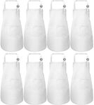 SATINIOR 8 Pieces Kid Apron Adjustable Children Chef Apron with Pocket for Cooking Baking (White, M for 7-13 Age)