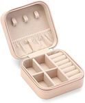 ZPROW Travel Jewelry Case, Mini Portable Jewelry Travel Boxes, Small Jewelry Organizer for Rings, Earrings, Pendants, Watches, Necklaces, Lipsticks Organizer Storage Holder Case (Pink)