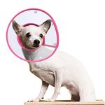 PETBABA Cat Cone Collar, to Stop Licking, Recovery Elizabethan After Surgery, Clear Soft Neck E-Collar, Not Block Vision, for Kitten Puppy Dog Pet in Surgery Remedy - M in Rose