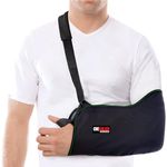 CHEVALIER Arm Sling Pouch Belt, Arm Brace Immobilizer with Elbow Support for Left/Right Hand Fracture, Sprain, Dislocation, and Pain Relief (S, Black) 11 inches