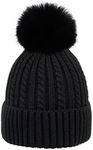 Simplicity Beanie Hat Winter Knitted Skull Cap Beanie for Women with Pompom Skull Beanies Women Beanie with Pom, Black pom Beanie