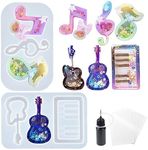 Resin Shaker Molds Set Music Keychain Charm Pack of 8 Silicone Trays Seal Films Precision Tip Applicator Bottle Kits Bundle