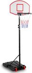 COSTWAY 8.3FT/8.7FT Adjustable Basketball Hoop, Basketball Goal with Shatterproof Backboard and Wheels, Portable Basketball Stand System for Kids Teens Adults(178-208cm)