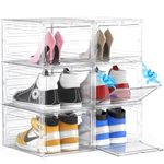 【Thicken & Sturdy】Shoe Storage Organizer Shoe Boxes Clear Plastic Collapsible Shoe Organizer Protective Shoe Display Stackable Entryway Shoe Cabinet Acrylic Shoe Organizers and Storage