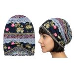PALAY® Beanie Cap for Women, Floral Print Chemo Cap for Women, Slouchy Hijab Caps Turban, Fashion Hip-Hop Skull Dwarf Hats, Boho Soft Running Head Scarves for Teen Girls - All Season Use