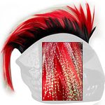 3T-SISTER Helmet Mohawk Hawk Cosplay Wig Helmet Accessory for Motorcycle Bicycle Ski Helmets Real Hair Decorations (Helmet not Included) (red)