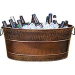 BREKX Aspen Galvanized Tub, Copper Finish Metal Ice and Drink Cooler for Parties, Sealed Leak Resistant Party Cooler, Easy to Clean, Handcrafted, Large Oval 25-Quart (6 Gallon), 30 Bottle Bucket