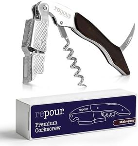 Repour 3 in 1 Corkscrew- Professional Wine Bottle Opener with Serrated Foil Cutter and Bottle Opener- Manual Wine Key for Bartenders, Servers, Waiters, and Wine Enthusiasts