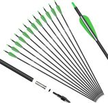 KESHES Archery Carbon Hunting Arrows for Compound & Recurve Bows - 76 cm (30 in.) Youth Kids and Adult Target Practice Bow Arrow - Removable Nock & Tips Points (12 Pack) (Green)