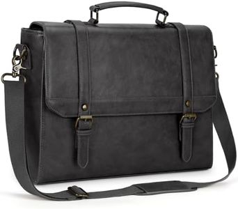 IGOLUMON Messenger Bag for Men 15.6 inch Vintage Leather Waterproof Laptop Briefcase Large Computer Laptop Bag Leather Satchel Bag Retro Shoulder Bag, Grey