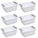 Sterilite 16628006 Medium Stacking Basket, White Basket w/Titanium Accents, 6-Pack