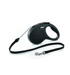Flexi New Classic Tape Black Small 5m Retractable Dog Leash/Lead for dogs up to 15kgs/33lbs