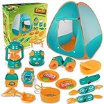 Veluoess 20PCS Kids Play Camping Toy Set with Tent,Kids Camping Set Outdoor Adventure Exploration Kit Includes Telescope Cooking Accessories,Outdoor Toy Birthday Gift for Boys Girls 3+